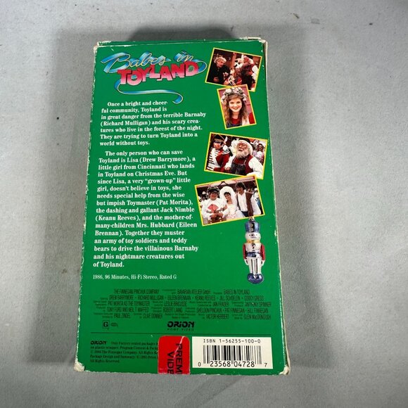 Babes In Toyland VHS 1986 G Rating Drew Barrymore Orion Home Video Family Classi - Picture 2 of 3
